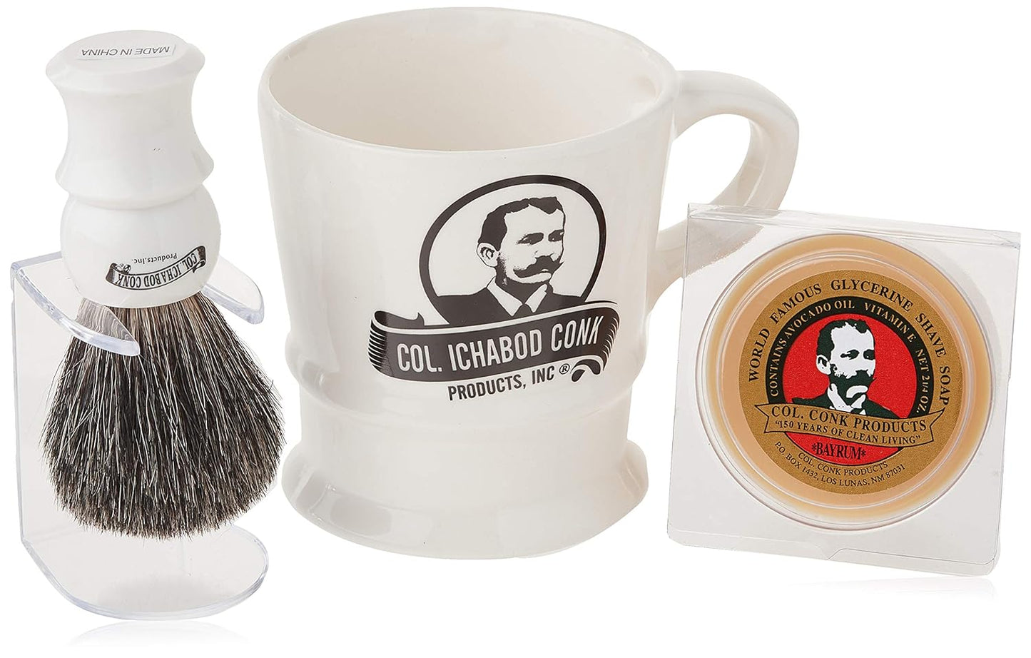 Colonel Conk Model 221 Mug, Mixed Badger Brush and Soap