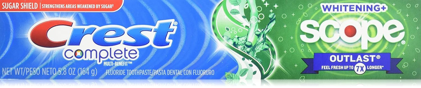 Crest Complete Whitening and Scope Outlast Mint Toothpaste, 5.8 oz