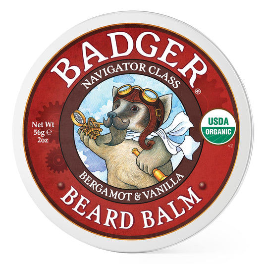 Badger - Beard Balm, Leave-In Beard Conditioner, Organic Beard Balm, Beard Styling Balm, Non-Greasy Beard Moisturizer, Facial Hair Balm, Beard Treatment, Mustache Balm, 2 oz