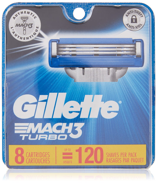 Gillette Mach3 Turbo Men's Razor Blade Refills, 8 Count