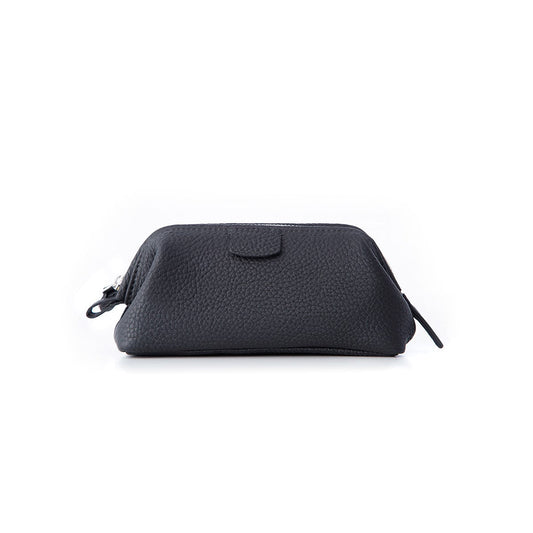 Mini Black Leather Wash Bag