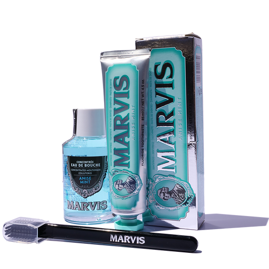 Marvis Anise Mint Bundle with toothpaste, mouthwash and toothbrush