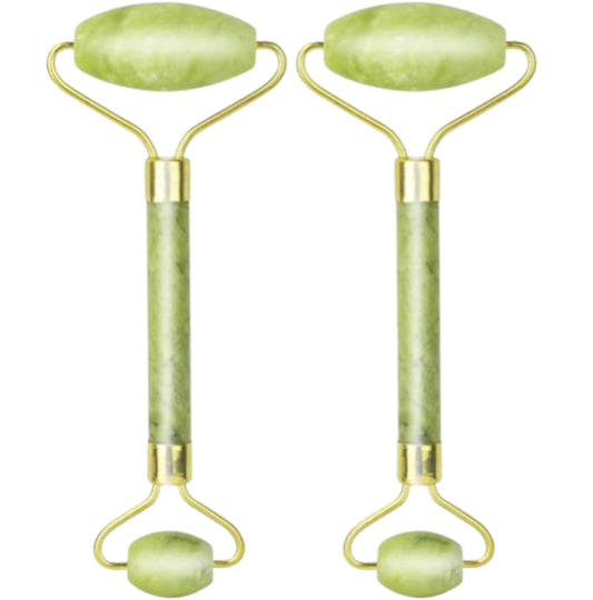 Unisex 2 Pack Jade Facial Roller - Anti-Aging Face, Eye & Body Beauty Roller