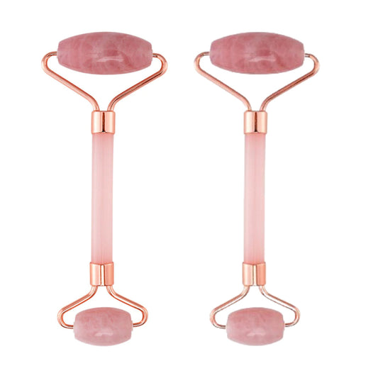 Unisex 2 Pack Rose Quartz Roller - Anti-Aging Face, Eye & Body Beauty Roller