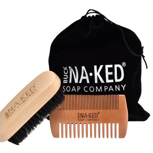 Bamboo Beard Brush + Comb Set
