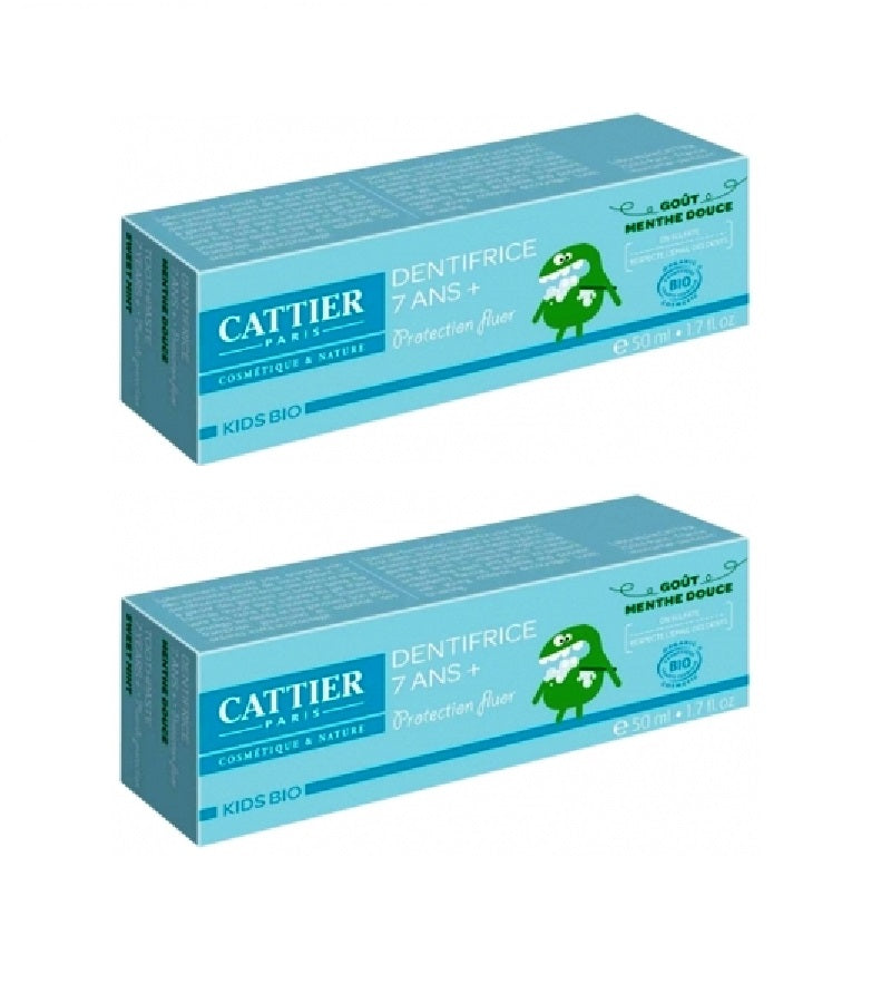 2xPack Cattier Kids Organic Toothpaste for 7 years + 2 Flavors - 100 ml