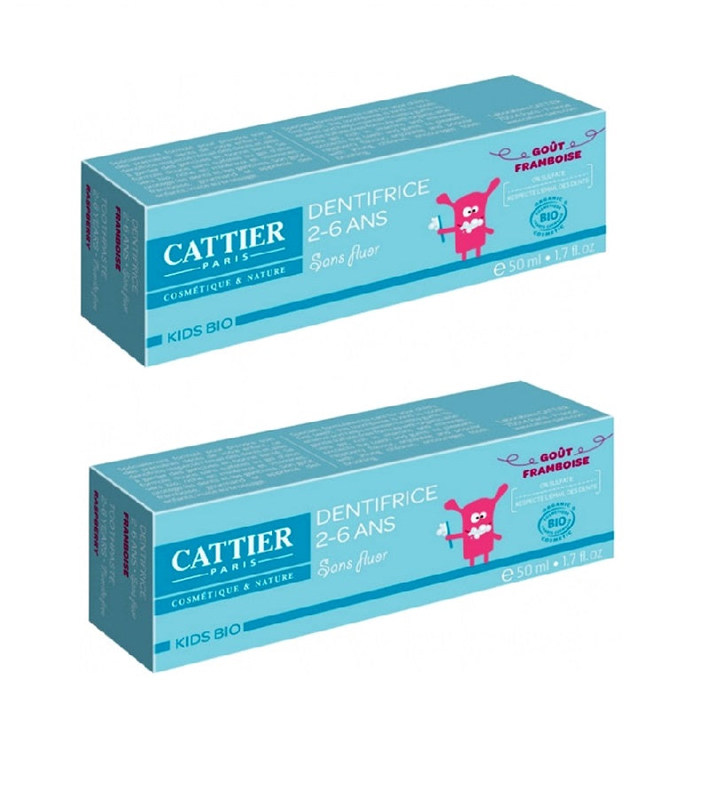 2xPack Cattier Kids Organic Toothpaste for 2-6 years+ 2 Flavors - 100 ml