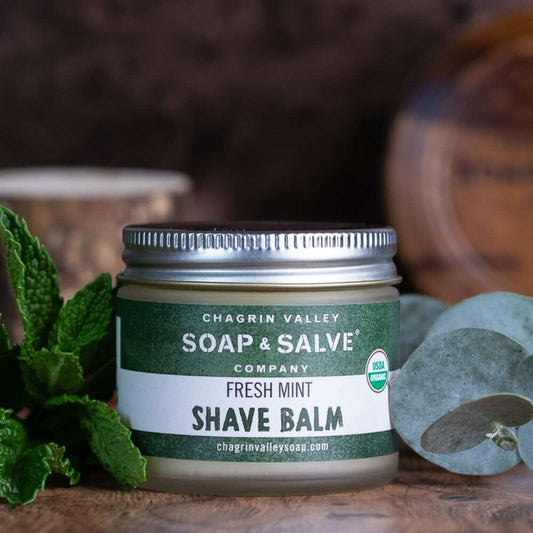 After Shave & Beard Balm: Fresh Mint Aftershave Balm Chagrin Valley Soap & Salve 2 fl oz Jar
