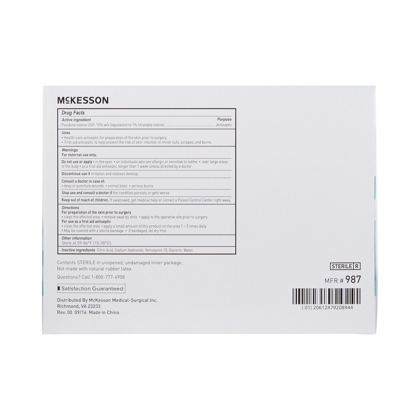 McKesson Impregnated Swabstick 3 Pack 10% Strength