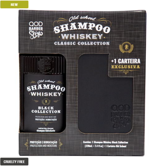 Old School Whiskey Shampoo 220ML + Wallet Barber Hair Men's Treatment - QOD